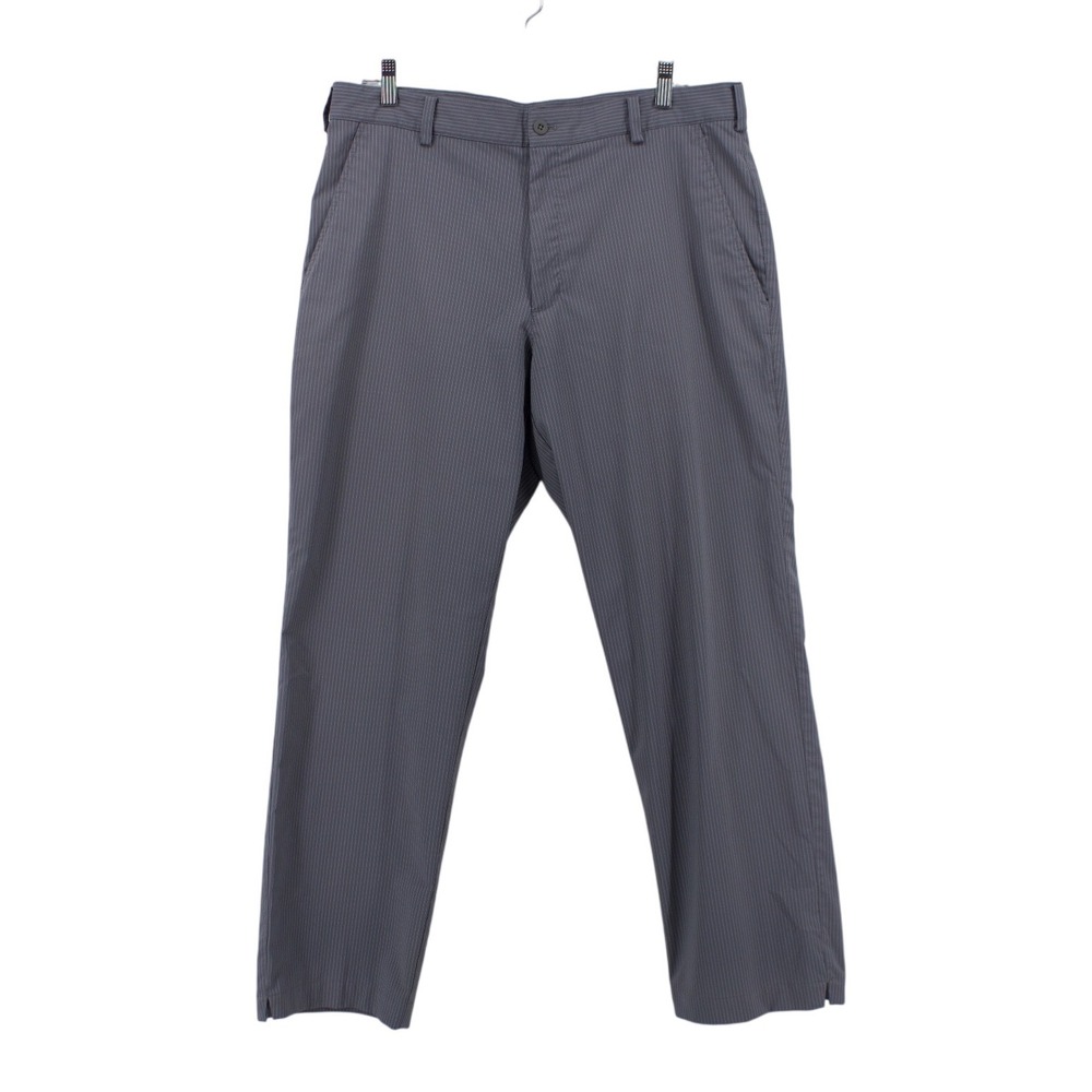 Nike Golf Pants Mens 34x30 Grey Dri-FIT Pinstripe Flat Front Trousers 335936-065